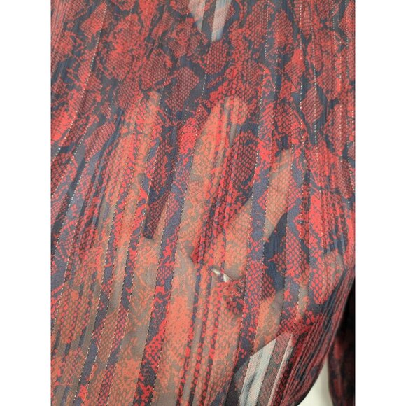 Zara Sheer Snakeskin Print Top Women Size XS Cropped Front Tie Boho Romantic Y2K - Picture 9 of 9